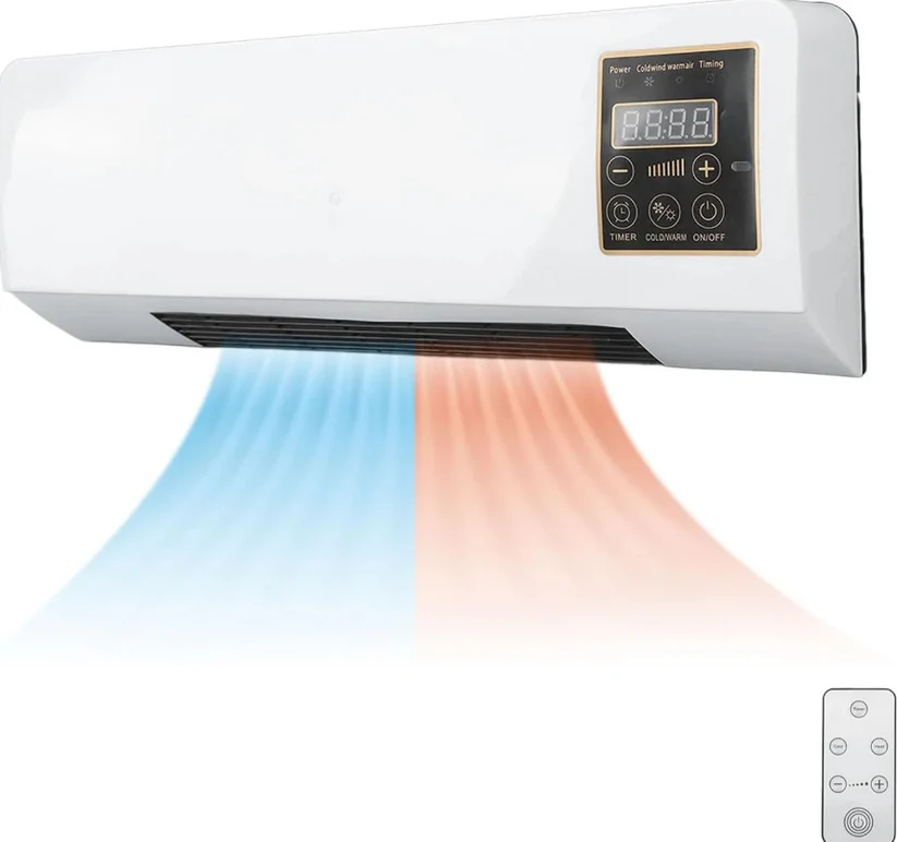 Aer Condiționat Portabil 2 în 1 cu Ventilator, Funcție Rece/Cald, 1800W, Telecomandă, Temperatură Reglabilă 16-40°C, Alb