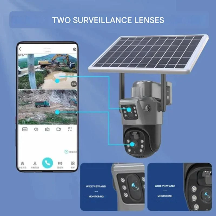 Cameră de Supraveghere Solară Vigiora 4K cu Lentile Duale | Zoom 10x | PTZ 360° | 12.000 mAh | 4G/Wi-Fi | IP66