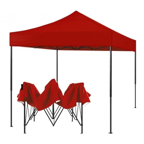 Cort Pavilion Pliabil 3×3 m, Cadru Metalic | Prelată Impermeabilă | Picioare Telescopice | Verde, Roșu sau Alb | Curte, Grădină și Evenimente