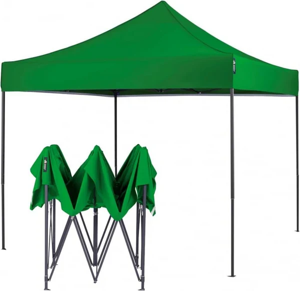 Cort Pavilion Pliabil 3×3 m, Cadru Metalic | Prelată Impermeabilă | Picioare Telescopice | Verde, Roșu sau Alb | Curte, Grădină și Evenimente