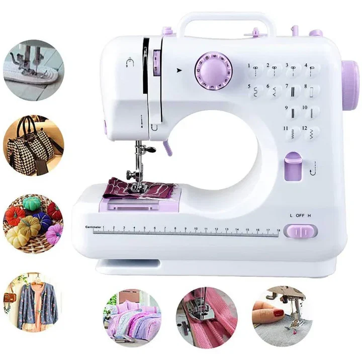 Masina de cusut Sew Simple K1127, portabila, 12 tipuri de cusaturi, 2 viteze, pedala inclusa, alba