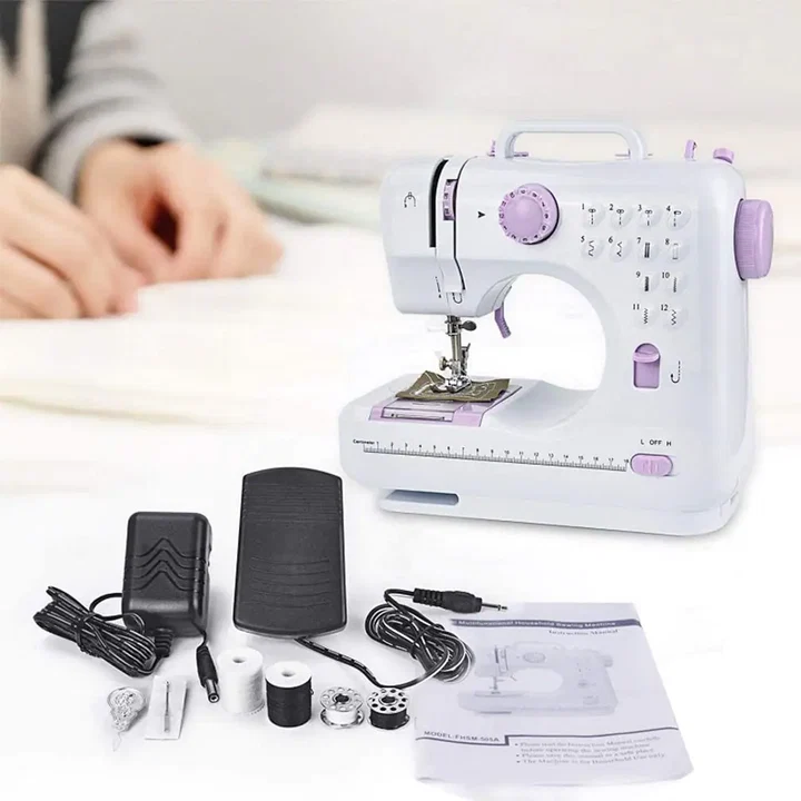 Masina de cusut Sew Simple K1127, portabila, 12 tipuri de cusaturi, 2 viteze, pedala inclusa, alba