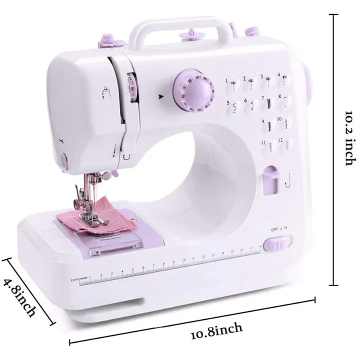 Masina de cusut Sew Simple K1127, portabila, 12 tipuri de cusaturi, 2 viteze, pedala inclusa, alba