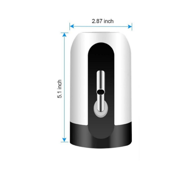 Dozator Automat de Apă pentru Bidoane | Pompă Electrică Reîncărcabilă USB | Alb/Negru