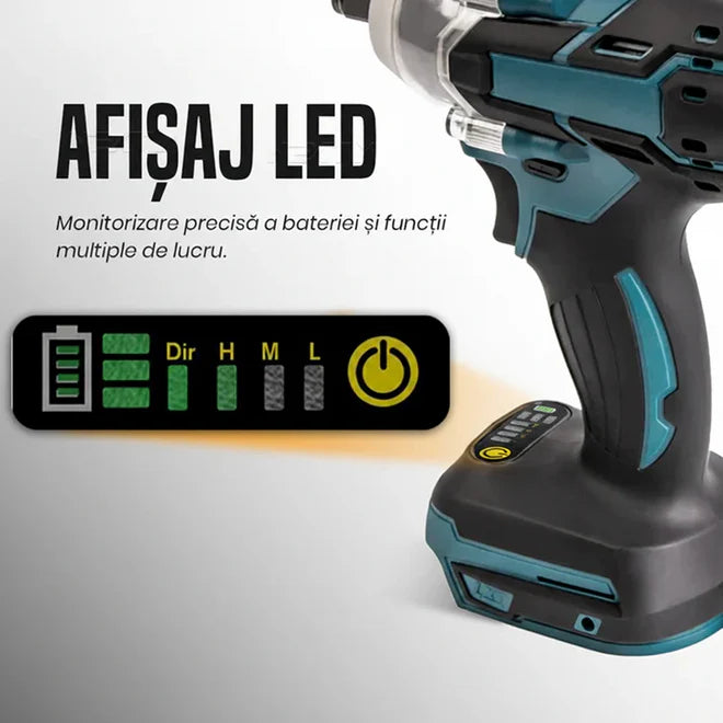Cheie de Impact- Masina de Insurubat , 550Nm, 43 de Accesorii, 2 Acumulatori 48V si Valiza