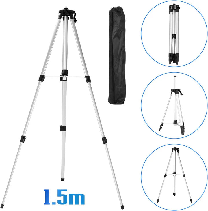 Nivela Laser 4D cu 16 Linii, Autonivelare, 2 Acumulatori, Lumina Verde, Trepied 150 cm, Telecomandă, Platformă Ridicare, Profesională