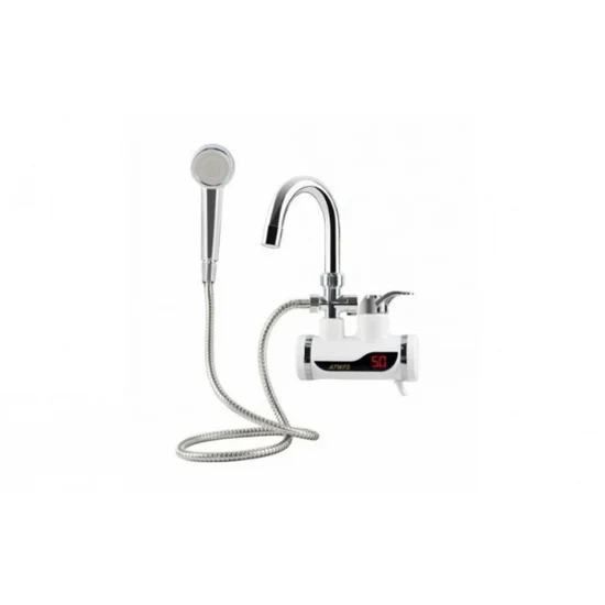 Robinet electric apă caldă instant, 3000W, cu duș și furtun, afișaj LCD, montaj perete, IPX4