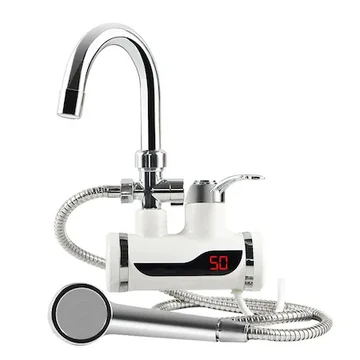 Robinet electric apă caldă instant, 3000W, cu duș și furtun, afișaj LCD, montaj perete, IPX4