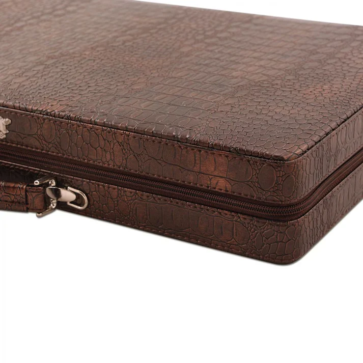 Joc Table Diplomat din Piele Naturală și Lemn Masiv de Lux | Realizat Manual | Set Premium pentru Table