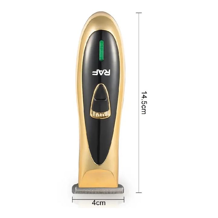 Aparat de tuns reincarcabil, RAF R4006, 3W, cu 3 distantiere, lame din otel, negru-auriu